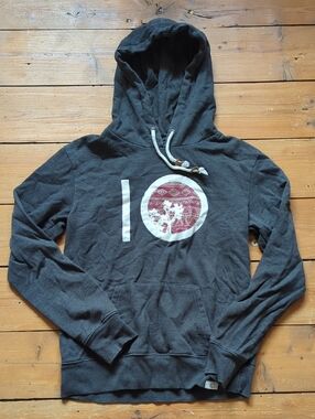 208- Tentree Charcoal Crewneck Hoodie with Red Graphic